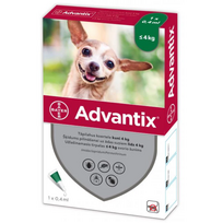 Advantix užlašinamasis tirpalas šunims nuo blusų ir erkių, iki 4 kg, 4 pipetės