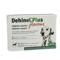 KRKA Dehinel Plus Flavour tabletės nuo kirminų šunims, 2 tabl.