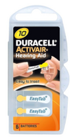 klausos aparatu baterijos - Duracell Hearing Aid Battery A10, 6 vnt. - 1 nuotrauka