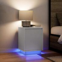 vidaXL Naktinės spintelės prie lovos su LED lemputėmis, baltos (White), 38 x 34 x 50 cm, 2 vnt.