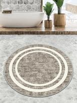 Vonios grindų kilimėlis Foutastic Formica Circle, balta sp./rusva sp., 80 cm x 80 cm, Ø 80 cm