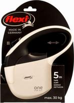 one s - FLEXI One for All M 5 m balta-juoda automatinis pavadėlis šunims iki 30 kg - 1 nuotrauka