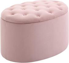 HOMCOM Rožinis suolas su daiktadėže, aksominis (Pink)