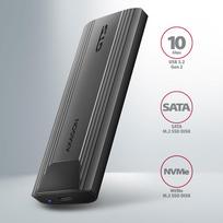 nvme enclosure usb 3.2 - Axagon EEM2-GTS2 USB-C M.2 NVMe/SATA SSD Dėžutė Juoda - 2 nuotrauka