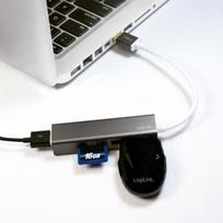 sd korteliu skaitytuvas - LogiLink USB 3.0 Hub 3-port w/Card Reader - 3 nuotrauka