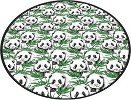 Vonios grindų kilimėlis Foutastic Panda, balta sp./juoda sp./žalia sp., 80 cm x 80 cm, Ø 80 cm