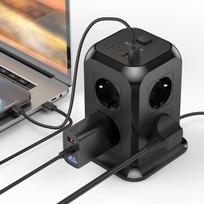 Telefono įkroviklis, 8 220V rozečių šakotuvas-ilgintuvas Blitzwolf, 2X USB, 2X USB-C