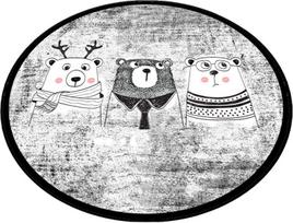 Vonios grindų kilimėlis Foutastic Three Bears Circle 359CHL4544, balta sp./juoda sp., 140 cm x 140 cm, Ø 140 cm