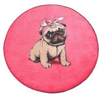 Vonios grindų kilimėlis Foutastic Pink Pug 359CHL4123, rožinė sp./smėlio sp., 100 cm x 100 cm, Ø 100 cm