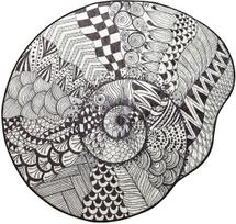 Vonios grindų kilimėlis Foutastic More 359CHL4292, balta sp./juoda sp., 120 cm x 120 cm, Ø 120 cm