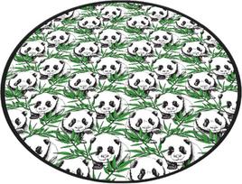 Vonios grindų kilimėlis Foutastic Panda 359CHL4582, balta sp./juoda sp./žalia sp., 200 cm x 200 cm, Ø 200 cm