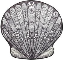 Vonios grindų kilimėlis Foutastic Maris 359CHL4296, balta sp./juoda sp., 140 cm x 140 cm, Ø 140 cm