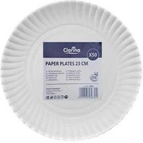 Vienkartinės popierinės lėkštės CLARINA 23cm, 50vnt