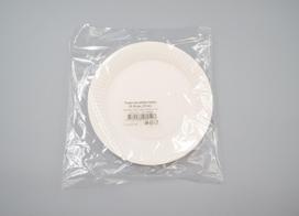 Vienkartinės lėkštės ECO GO 15, baltos sp., popierinės, 15 vnt., skersmuo 18 cm