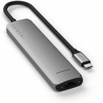 usb hdmi - Satechi 7-in-1 USB-C Slim Multiport Adapteris su Ethernet, Pilkas (Gray) - 1 nuotrauka