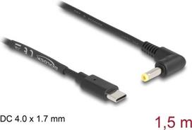 Delock 85665 USB-C į DC 4.0 x 1.7 mm maitinimo laidas, kampinis, 1.5 m Juodas (Black)