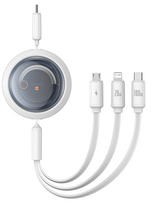 Baseus Free2Draw CB000084 Ištraukiamas 3in1 USB-C į USB-C/Lightning/Micro 100W 1.1m Baltas (White)