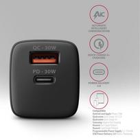 charger pps - Axagon Sil wallcharger 2x port (USB-A   USB-C), PD3.0/QC4 /PPS/AFC/Apple. 30W total power. | ACU-PQ30 - 6 nuotrauka