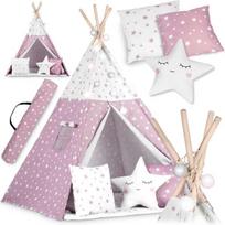 zaidimu namelis - Nukido Teepee palapinė su šviesomis vaikams - rožinė su žvaigždutėmis - 1 nuotrauka