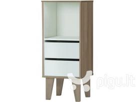 Knygų lentyna su stalčiais Notio Living Roy, 33x79 cm, balta/ruda