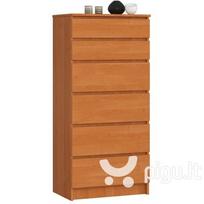 stalciai 60 cm - Komoda NORE K60 su 6-iais stalčiais, šviesiai ruda - 1 nuotrauka