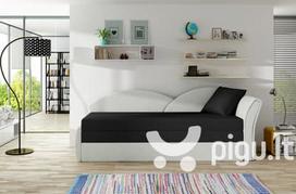 Sofa - lova NORE Aga, balta/juoda