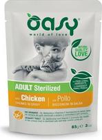 Oasy Adult Sterilized Chicken guliašas su vištiena suaugusioms sterilizuotoms katėms : Pakuotė konservas - 85 g
