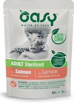 Oasy Adult Sterilized Salmon guliašas su lašiša suaugusioms sterilizuotoms katėms : Pakuotė konservas - 85 g