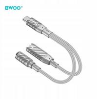 usb i c adapteris - BWOO BZ67 2-in-1 Lightning / USB-C į 3.5mm Jack adapteris Juodas (Black) - 1 nuotrauka