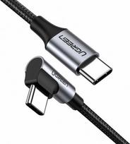 UGREEN USB-C - USB-C kampinis laidas QC 3.0 PD 3A 60W 1m Juodas (Black)
