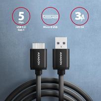 usb 3.2 gen 2 cable - Axagon BUMM3-AM10AB USB 3.2 Gen 1 duomenų ir įkrovimo kabelis Micro-USB B / USB-A 1m Juodas (Black) - 5 nuotrauka