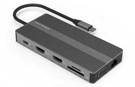 hdmi type c laidas - Extra Digital Adapteris USB Type-C - 2x HDMI, VGA, LAN, 3x USB Type-A, SD, TF, USB Type-C PD100W, Aux - 1 nuotrauka