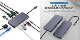 hdmi type c laidas - Extra Digital Adapteris USB Type-C - 2x HDMI, VGA, LAN, 3x USB Type-A, SD, TF, USB Type-C PD100W, Aux - 4 nuotrauka