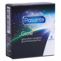 svieciantys tamsoje - Tamsoje šviečiantys prezervatyvai Pasante Glow,3 vnt. - 1 nuotrauka
