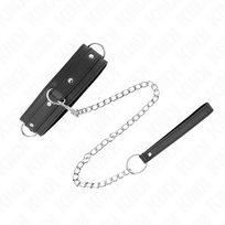 BDSM antkaklis Kink Leash, juodas