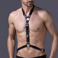 Vyriškas odinis kūno diržas vaidmenų žaidimams ir BDSM Leather Bondage Belt