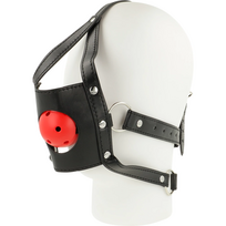 juoda kauke - BDSM galvos kaukė Ohmama Open Mouth, juoda - 1 nuotrauka