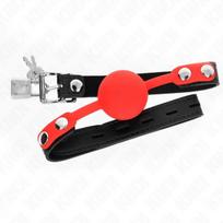 fetisui - Burnos dirželis Kink Silicone Ball Lock, juodas/raudonas - 1 nuotrauka