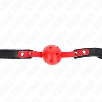 Burnos dirželis Kink Hollow Hard Ball Gag, juodas/raudonas