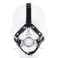 Galvos dirželiai su burnos žiedu Dark Red Brand Spider Gag