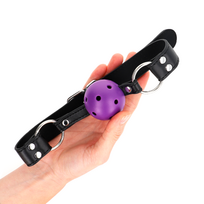bdsm - Burnos kamuoliukas Kink Breathable, violetinis/juodas - 3 nuotrauka