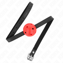 bdsm - Burnos dirželis Kink Simplicity Breathable Ball Gag, juodas/raudonas - 4 nuotrauka