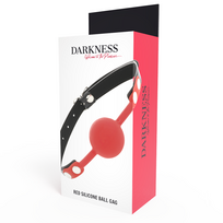 bdsm - Burnos kamuoliukas Darkness Res Silicone Gag, raudonas/juodas - 3 nuotrauka