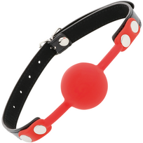 bdsm - Burnos kamuoliukas Darkness Res Silicone Gag, raudonas/juodas - 5 nuotrauka