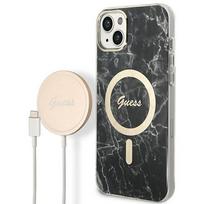 Guess "Marble MagSafe Case + Charger for Apple iPhone 14 Plus" Juodas (Black)