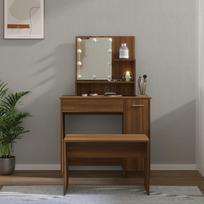 vidaXL Kosmetinis staliukas su LED, rudas ąžuolo (Oak)