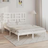 vidaXL Lovos rėmas, baltos (White) spalvos, 140x200 cm, medienos masyvas