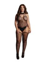 Le Desir viso kūno kojinė Suspender Fishnet Choker Bodystocking