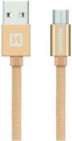 Swissten Textile Micro USB Data and Charging Cable 0.2m Gold