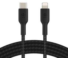 lightning type c laidas - Belkin Boost Charge Braided USB-C to Lightning Cable 1m Black - 1 nuotrauka